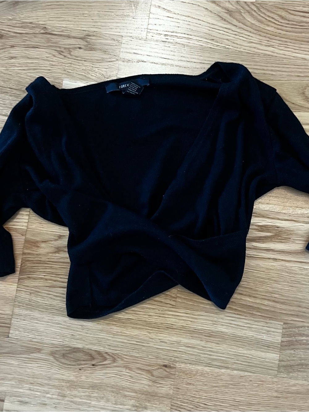 Black Women's Cropped Wrap Sweater